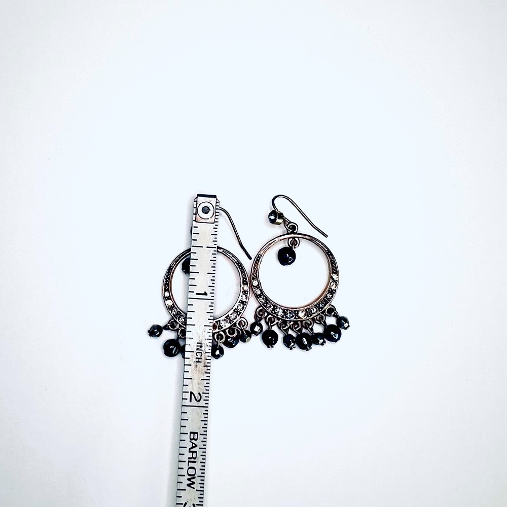 Blue and Silver Beads with Rhinestone Earrings - Picture 5 of 6